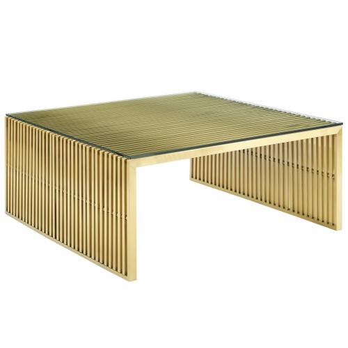 Gridiron Stainless Steel Coffee Table in Gold