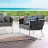 Stance Outdoor Patio Aluminum Armchair in White Gray