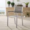 Shore Outdoor Patio Aluminum Dining Armchair in Silver Gray