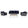 Stance 4 Piece Outdoor Patio Aluminum Sectional Sofa Set