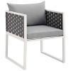 Stance 7 Piece Outdoor Patio Aluminum Dining Set in White Gray