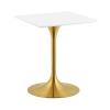 Lippa 24" Square Dining Table in Gold White