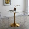 Lippa 28" Square Dining Table in Gold White