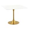 Lippa 36" Square Dining Table in Gold White
