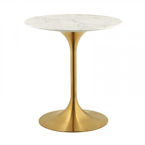 Lippa 28" Round Dining Table in Gold White
