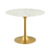 Lippa 40" Round Dining Table in Gold White