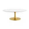 Lippa 42" Oval-Shaped Coffee Table in Gold White