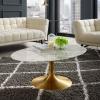 Lippa 42" Oval-Shaped Artifical Coffee Table in Gold White