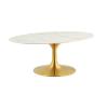 Lippa 42" Oval-Shaped Artifical Coffee Table in Gold White