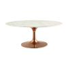 Lippa 42" Oval-Shaped Coffee Table in Rose White