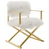Action Pure White Cashmere Accent Director's Chair in Gold White