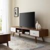 Transmit 70" Media Console Wood TV Stand in Walnut White