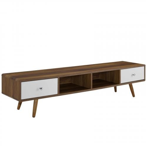 Transmit 70" Media Console Wood TV Stand in Walnut White