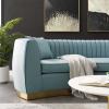 Enthusiastic Vertical Channel Tufted Curved Performance Velvet Sofa
