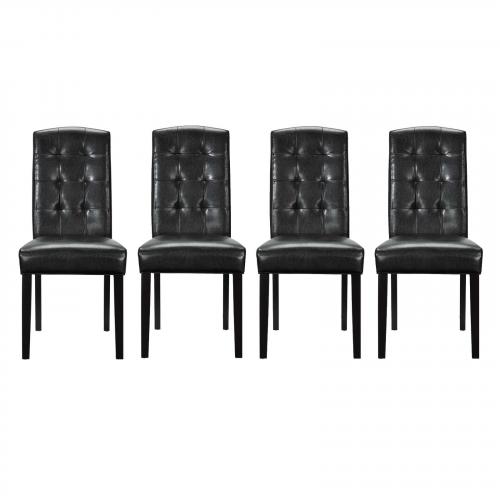 Perdure Dining Chairs Vinyl Set of 4 in Black