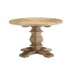 Column 47" Round Pine Wood Dining Table in Brown