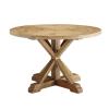 Stitch 47" Round Pine Wood Dining Table in Brown