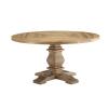 Column 59" Round Pine Wood Dining Table in Brown