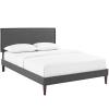 Amaris Full Fabric Platform Bed with Squared Tapered Legs in Gray