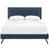 Virginia King Fabric Platform Bed with Round Splayed Legs