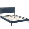 Virginia King Fabric Platform Bed with Squared Tapered Legs