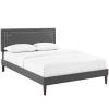 Ruthie Full Fabric Platform Bed with Squared Tapered Legs in Gray