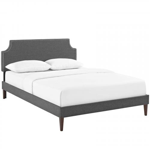 Corene King Fabric Platform Bed with Squared Tapered Legs