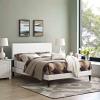 Macie Queen Vinyl Platform Bed with Squared Tapered Legs