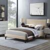 Macie King Fabric Platform Bed with Squared Tapered Legs