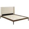 Hadley Queen Wingback Upholstered Polyester Fabric Platform Bed