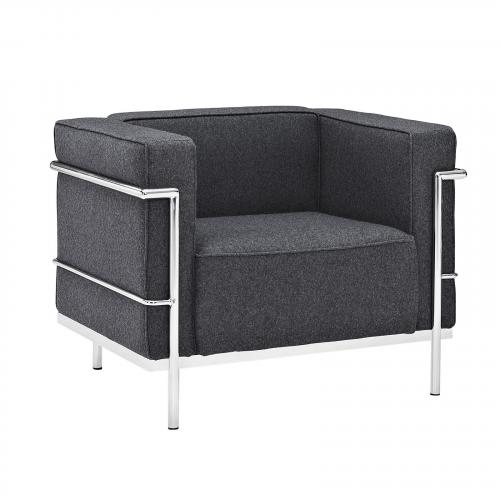 Le Corbusier Style Grande Arm Chair - Wool