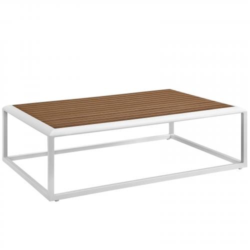 Stance Outdoor Patio Aluminum Coffee Table in White Natural