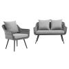 Endeavor 2 Piece Outdoor Patio Wicker Rattan Sectional Sofa Set in Gray Gray