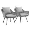 Endeavor Armchair Outdoor Patio Wicker Rattan Set of 2 in Gray Gray