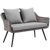 Endeavor 4 Piece Outdoor Patio Wicker Rattan Sectional Sofa Set in Gray Gray