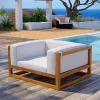 Newbury Accent Lounge Outdoor Patio Premium Grade A Teak Wood Armchair in Natural White