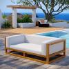 Newbury Accent Lounge Outdoor Patio Premium Grade A Teak Wood Sofa in Natural White