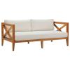 Northlake Outdoor Patio Premium Grade A Teak Wood Sofa in Natural White