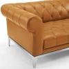 Idyll Tufted Button Upholstered Leather Chesterfield Loveseat