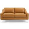 Harness 64" Stainless Steel Base Leather Loveseat