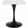Lippa 28" Square Wood Top Dining Table in Black White