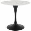 Lippa 36" Round Artificial Marble Dining Table in Black White