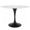 Lippa 48" Oval Artificial Marble Dining Table in Black White