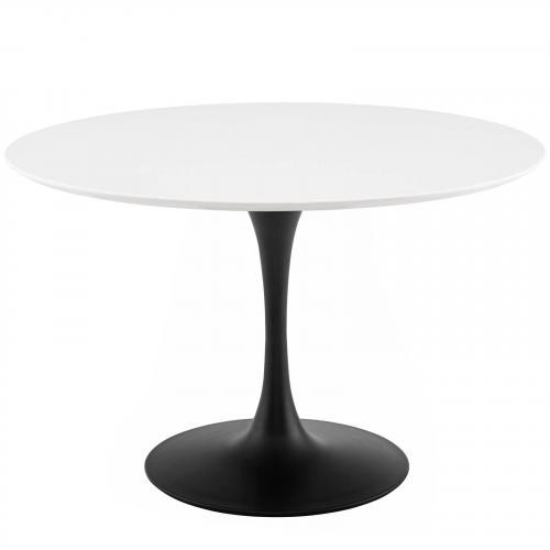 Lippa 47" Round Wood Dining Table in Black White