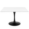 Lippa 47" Square Wood Top Dining Table in Black White