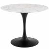 Lippa 40" Round Artificial Marble Dining Table in Black White