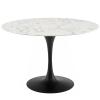Lippa 47" Round Artificial Marble Dining Table in Black White
