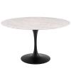 Lippa 54" Round Artificial Marble Dining Table in Black White