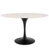 Lippa 54" Oval Artificial Marble Dining Table in Black White