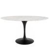 Lippa 60" Oval Artificial Marble Dining Table in Black White